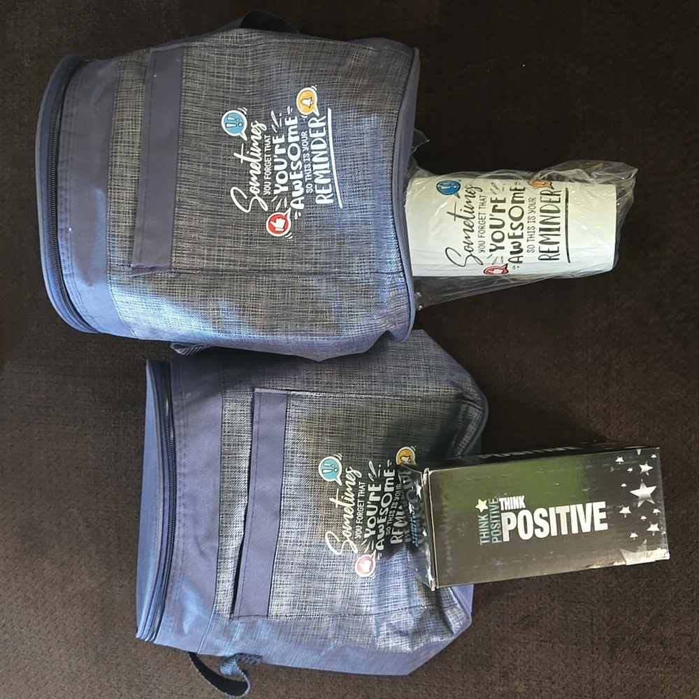 Think Positive Tumbler and Cooler Bag.